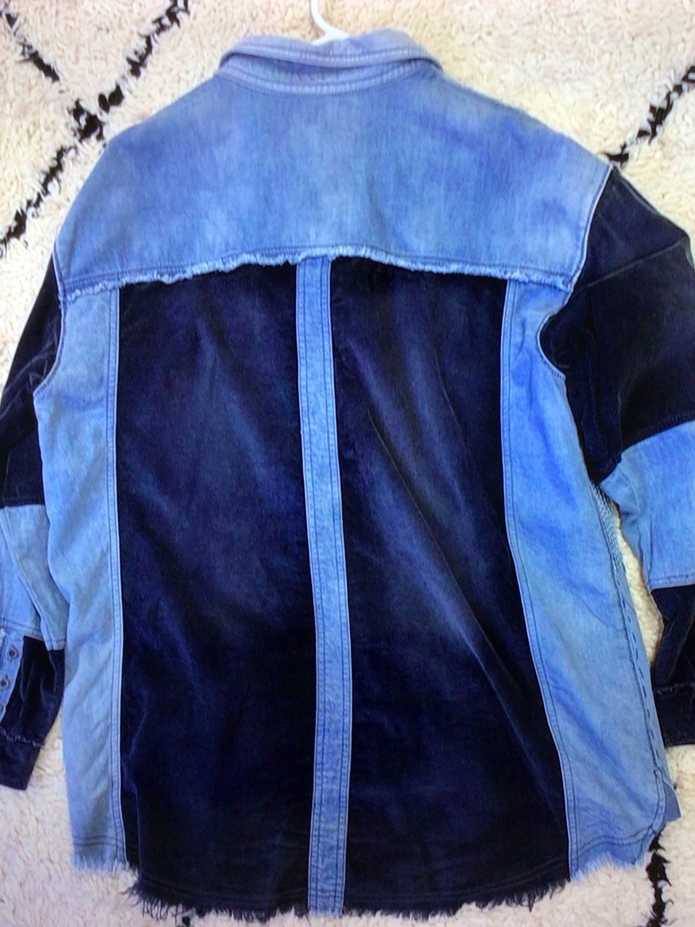 We The Free Patchwork Light Blue Denim Shirt Jacket - Picture 8 of 9